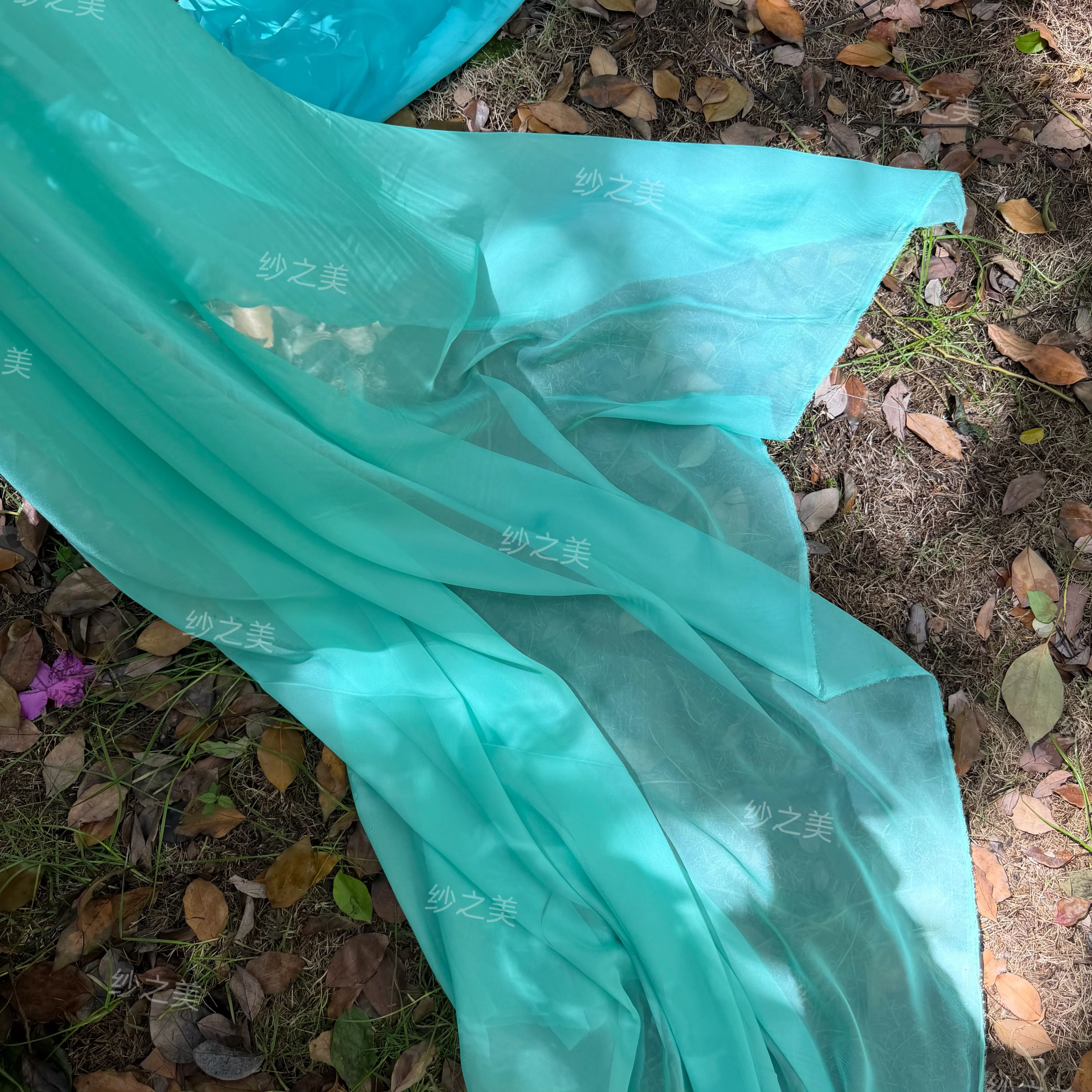 Azure Mint Green Lake Green-Blue Light Transparent Chiffon Draping Fabric for Wedding Background Sheer Decorative Yarn Fabric