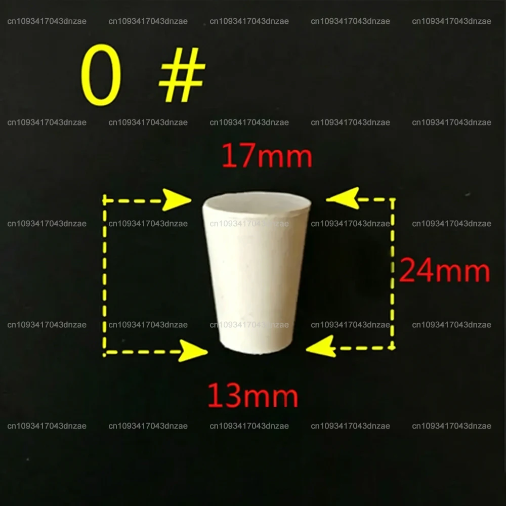 0#-5# 6 sizes Laboratory Rubber Plug Bungs Flask Tapered Tube Solid White Alkali-resisting Lab Push-In Sealing Plug