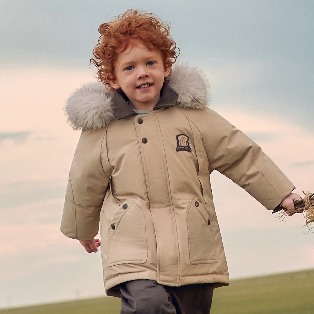 Dave Bella Boys White Down Parka Jacket 1-15 Years Teens Children Winter Warm Hooded Down Coats Outwear Clothes DB4264772