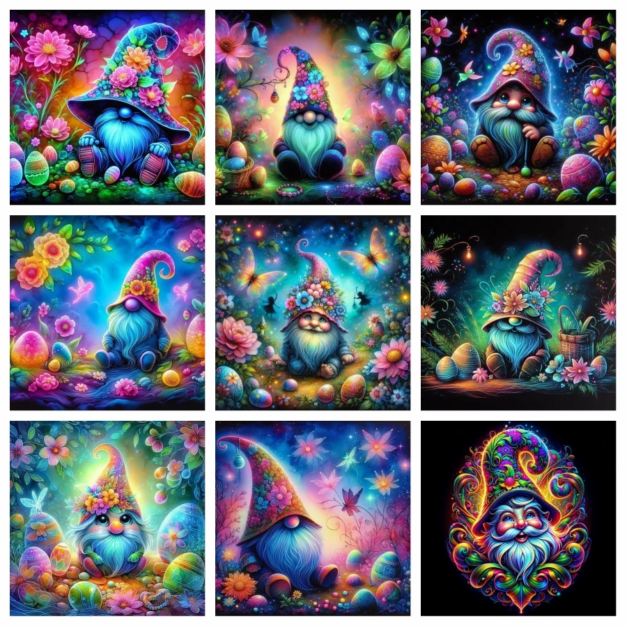 

Magical Gnome Wizard Diamond Art Painting AB Drills Fantasy Dwarf With Flowers And Eggs Cross Stitch Mosaic Room Decor Diy Gift