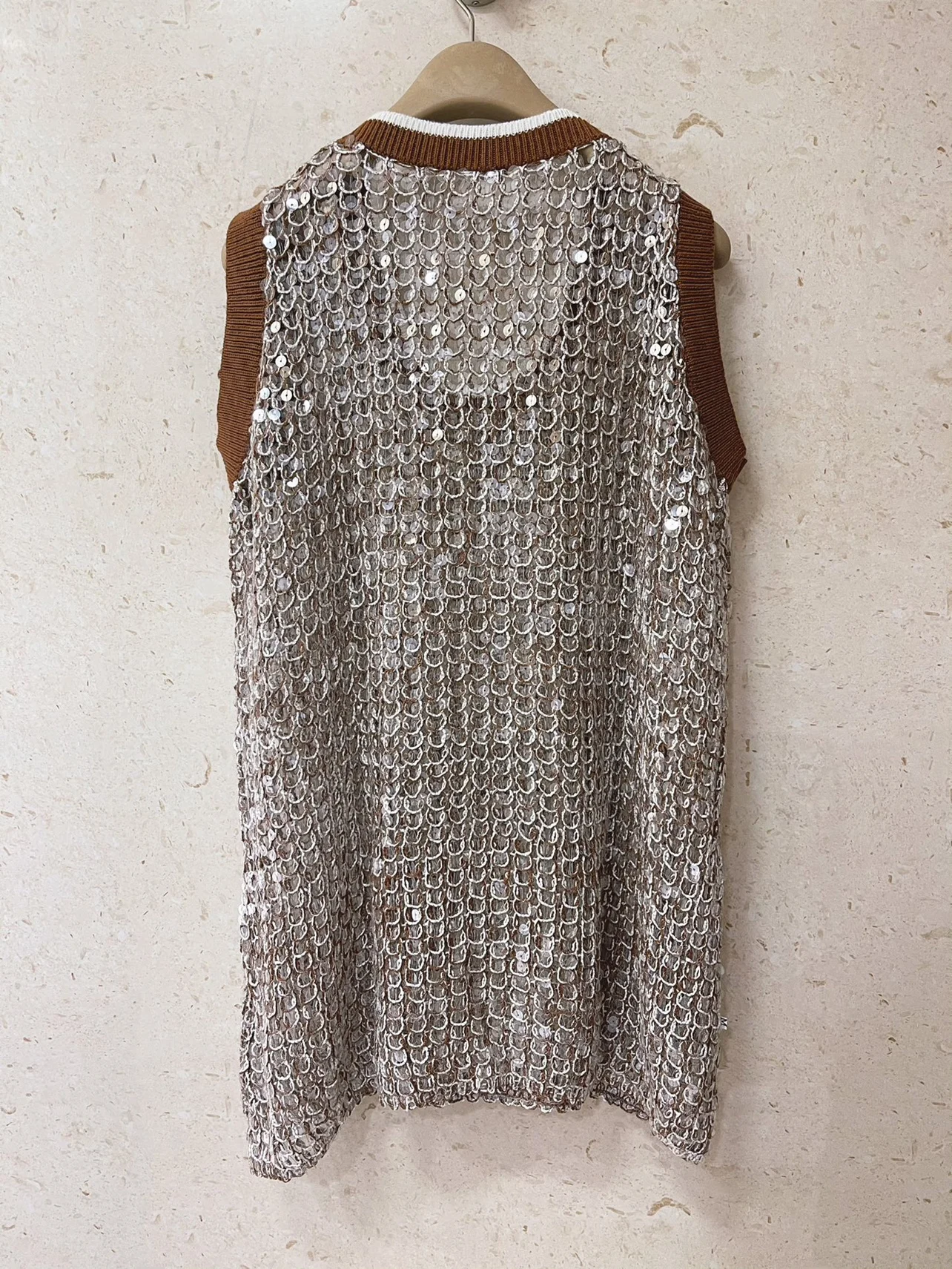 Exclusively trimmed crystal sequins sleeveless top