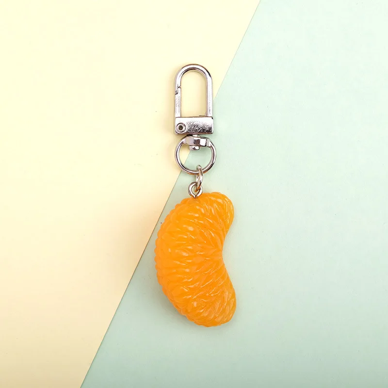 Orange Resin Artificial Fruits Key Chain Orange Strawberry Key Ring Fake Fruit Handbag Keychain Pendant Home Decoration