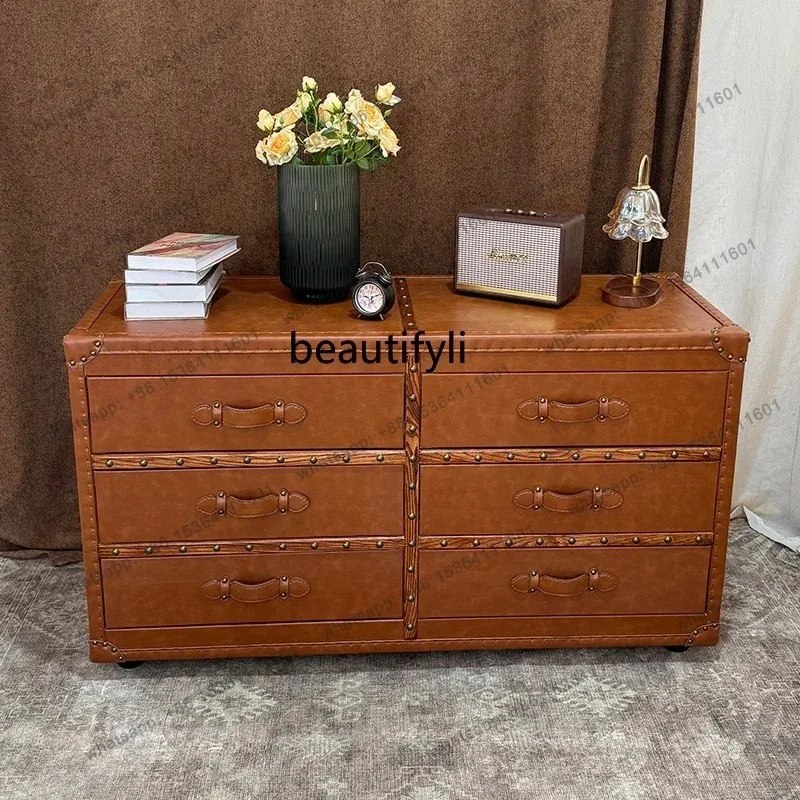 

Medieval style retro storage bucket cabinet advanced sense of surprise dining side cabinet dresser cabinet, makeup