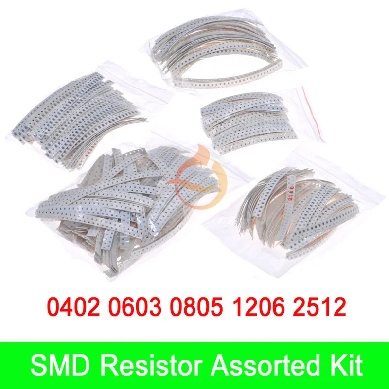 0402 0603 0805 1206 2512 5% SMD Chip Stały rezystor Różne zestawy 0 omów-10 M Opakowanie próbek
