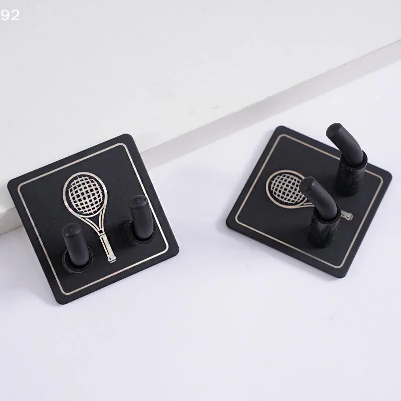 Universal Tennis Badminton Hook Up Stainless Steel Wall Mount Display Stand With Hook For Vertical Racket StorageCentury House
