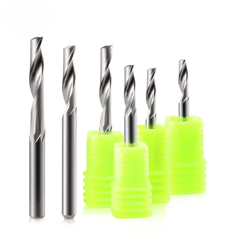 

HOZLY One Flute Milling Cutter CNC End Mills for Aluminum Alloy Copper Cutting Router End Mill Bit Aluminum Cutting Router Bit