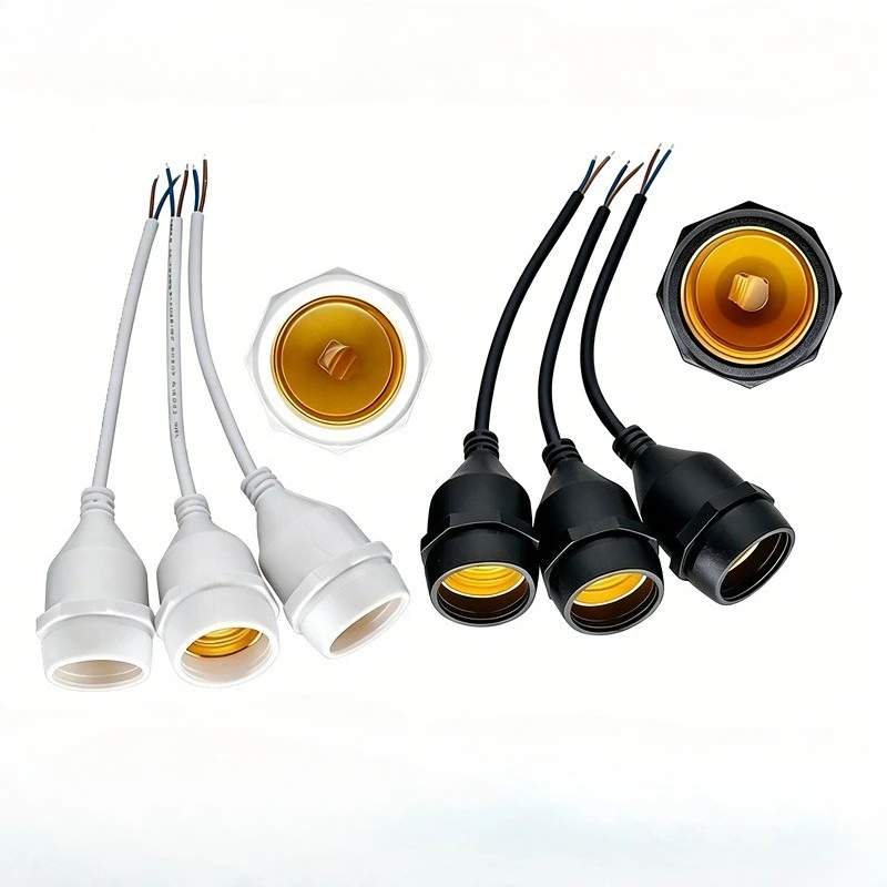 E27 Waterproof Lamp Holder Socket With 0.5mm² 2 Core Wire 20cm/30cm/50cm/1m/2m PVC Outdoor Light Base For String Light LED Bulb