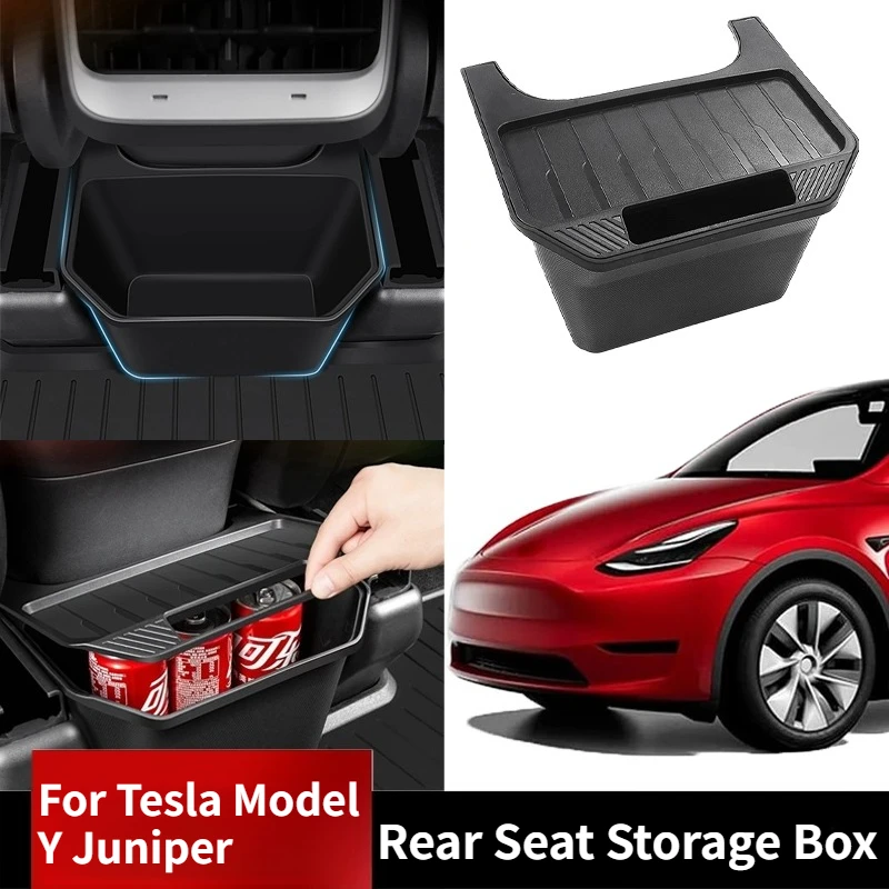 

Rear Seat Storage Box for Tesla Model Y 2021-2025 Juniper Center Console Rear Seat Trash Can Tray Trash Bag Car Accessories