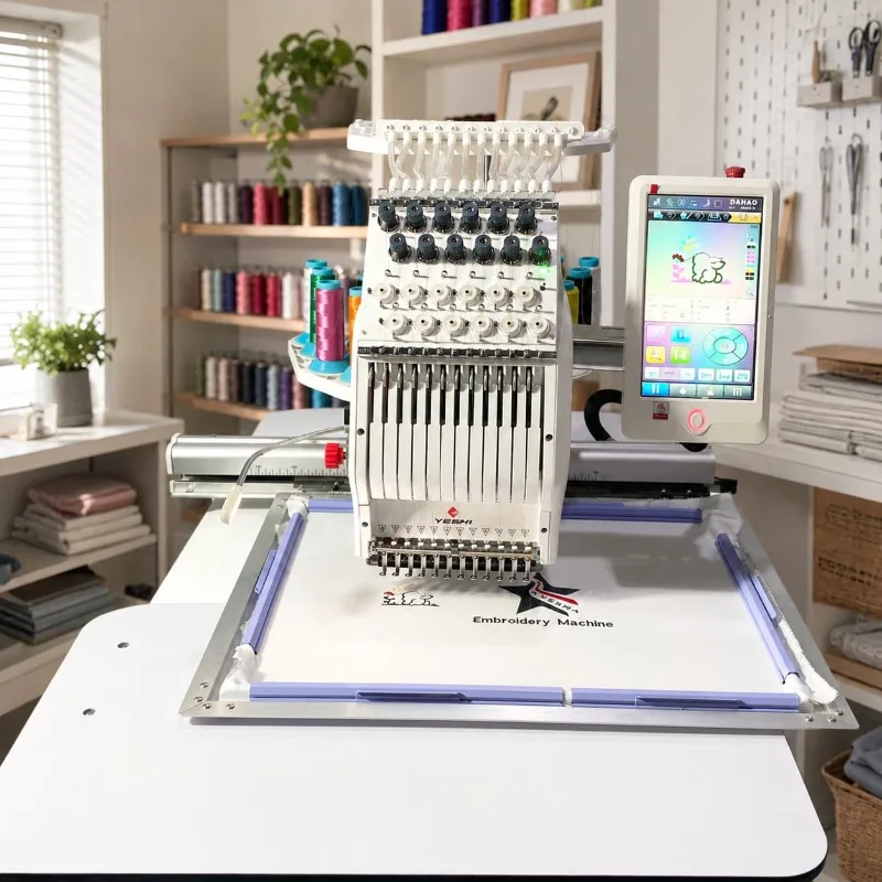 Multi Needle Automatic Embroidery Machine Double Head Customized for Clothing Cap Leather Studio Fabric Use
