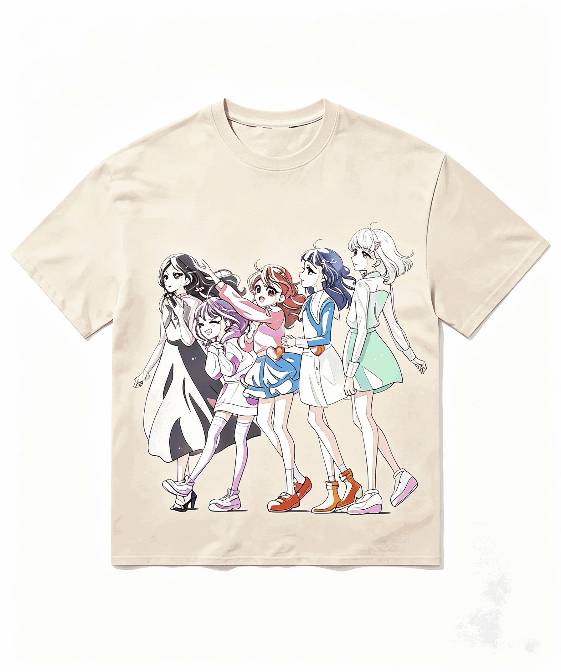 Star Detective Precure! Printed Cotton Neutral O-Neck Short Sleeve Streetwear Trendy Cotton Oversized Unisex Vintage Loose soft