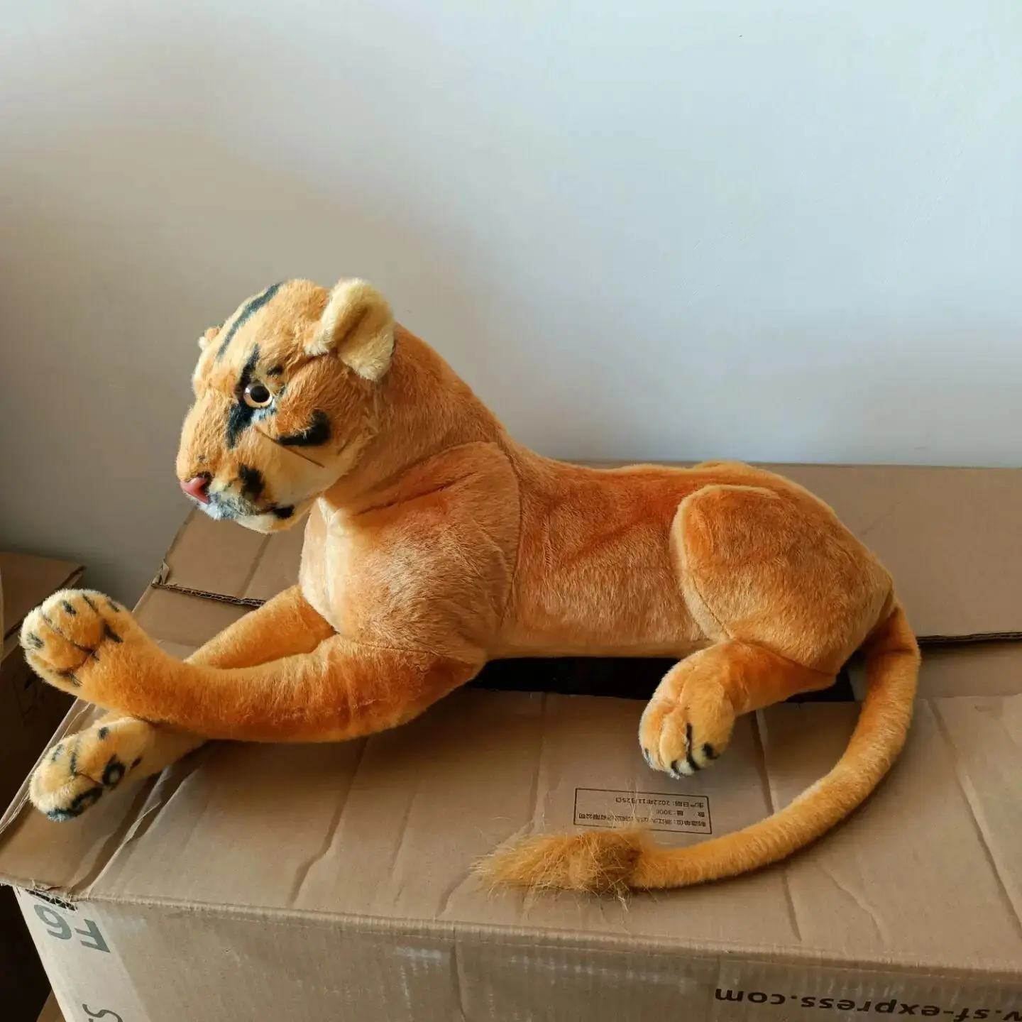 big plush lovely lion toy simulation lying female lion doll gift about 90cm c0600