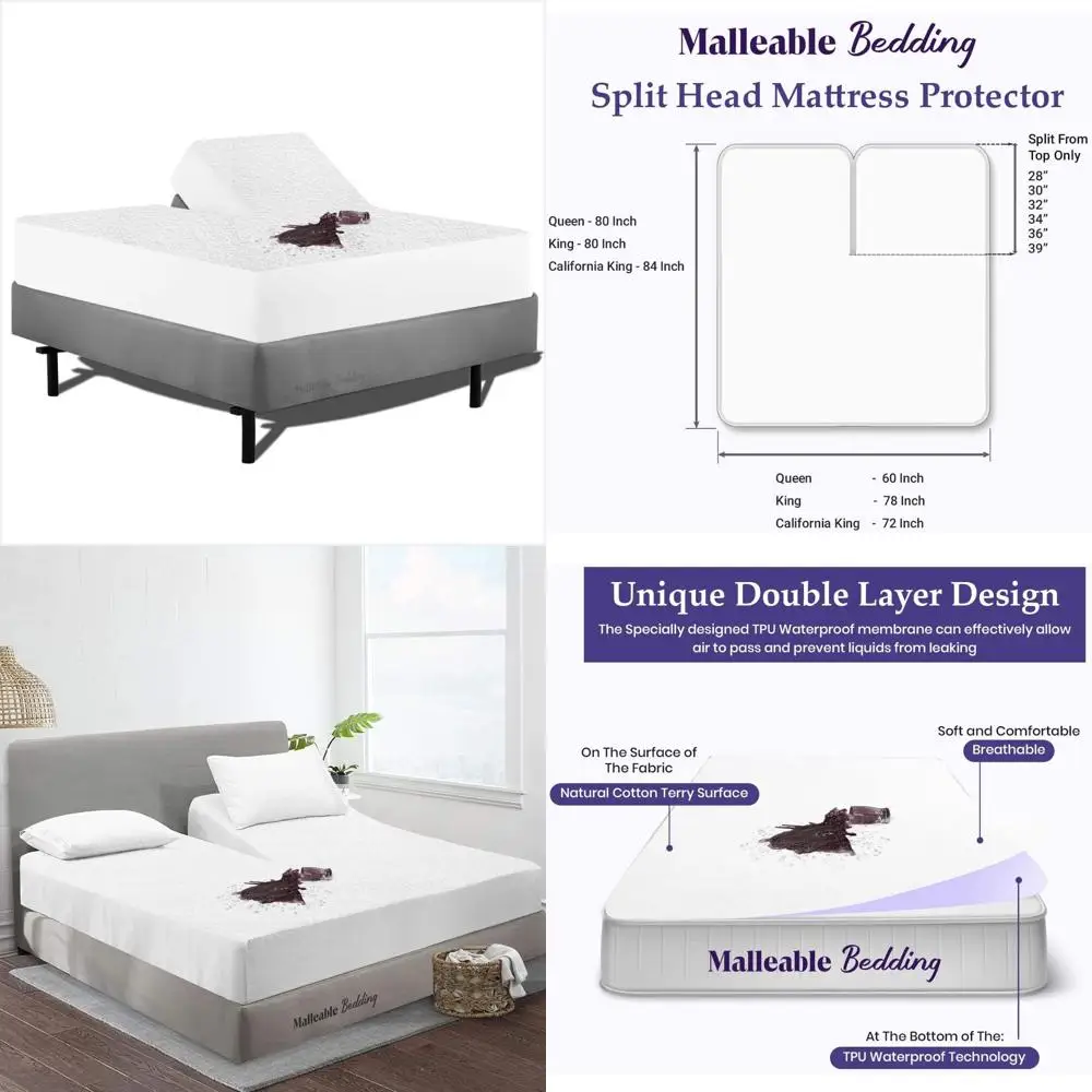 

California King Split Mattress Protector - 100% Cotton, 28 Down, Fits 12 Pocket, Easy Wash, Vinyl-Free