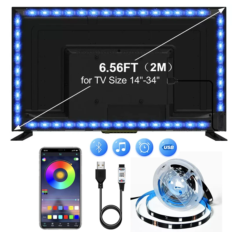 

Rgb Led Strip Lights For Tv 5050 Bluetooth Led Tape Light 5V Music Sync Led Lighting Strips Smart Control Led Strip 5v Usb
