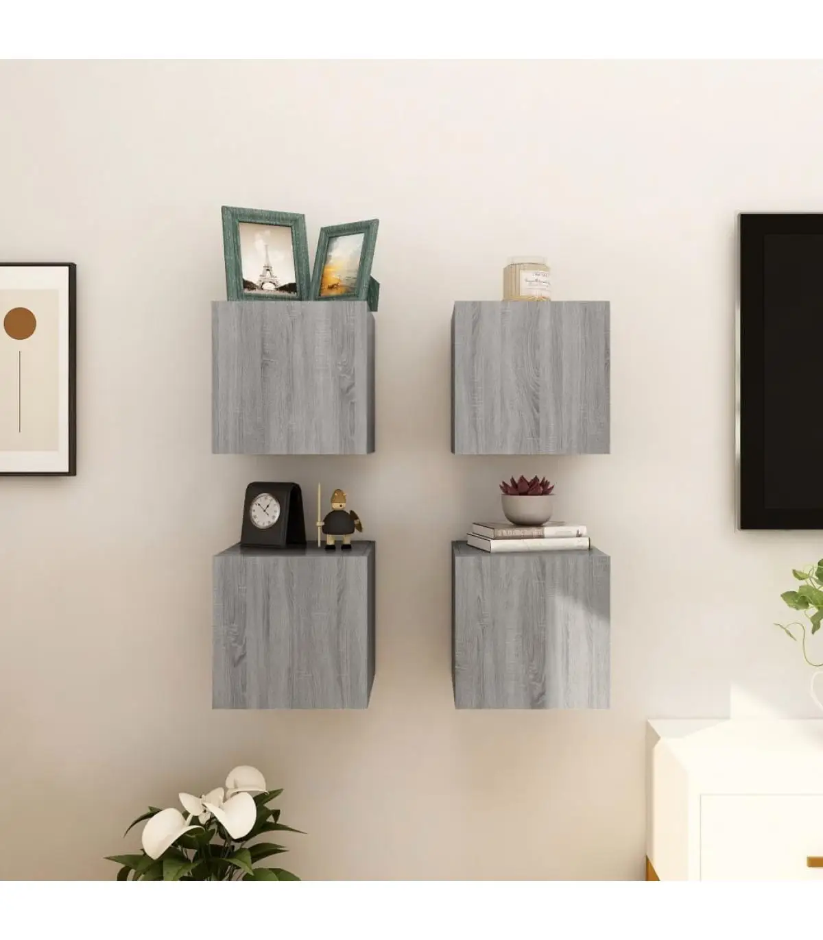 TV furniture wall furniture 4 pc Sonoma gray 30,5x30x30 cm