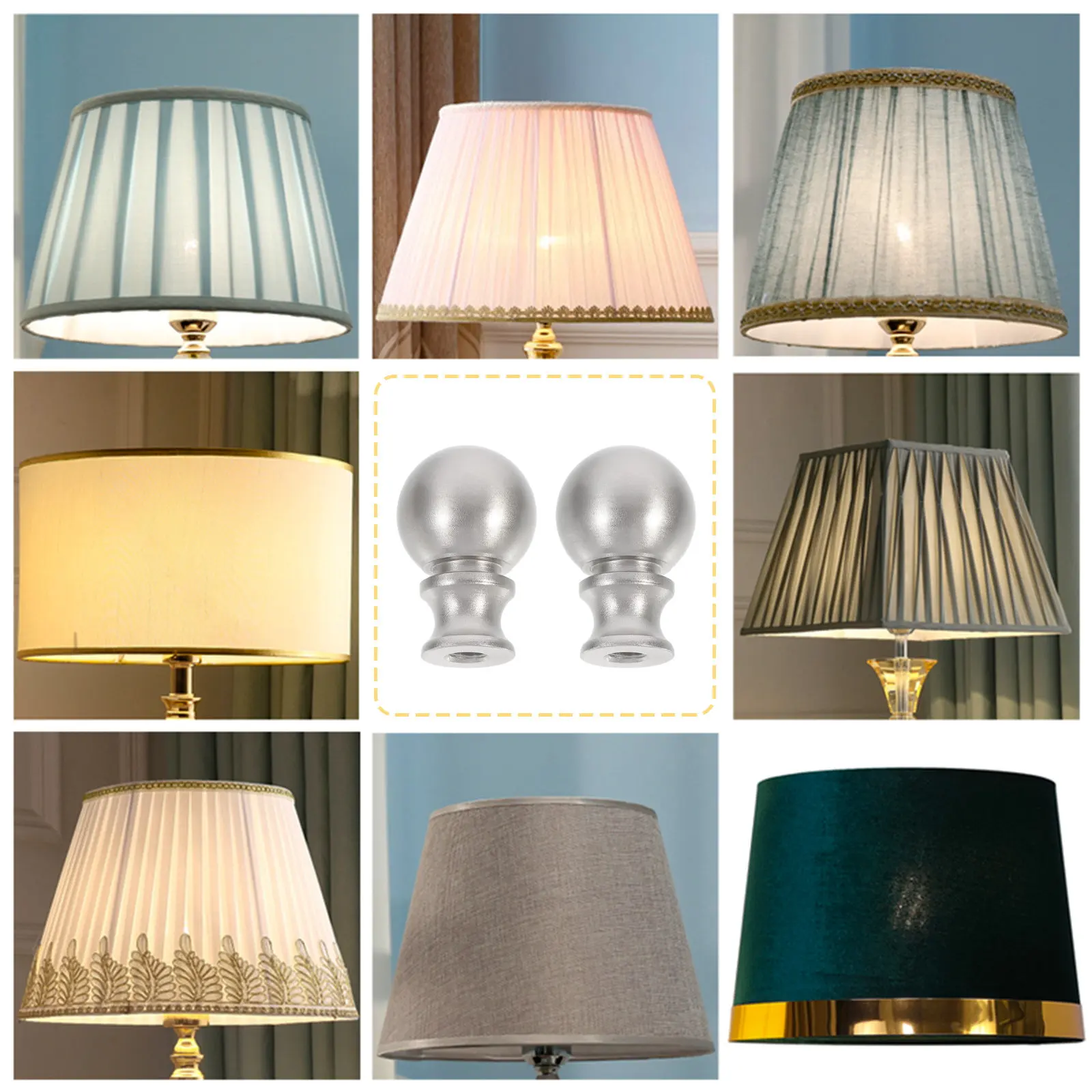 2pcs Lamp Finial Caps – Zinc Alloy Decorative Knobs for Table & Floor Lamps, Vintage Style Light Shade Accessories