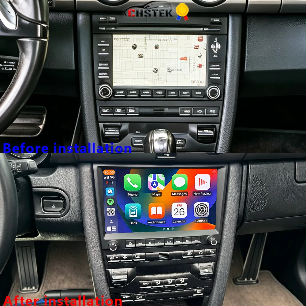 CHSTEK Android 14 Car Stereo For Porsche 911 997 Boxster Cayman 987 2005-2012 Wireless CarPlay Android Auto GPS BT RDS DSP Radio