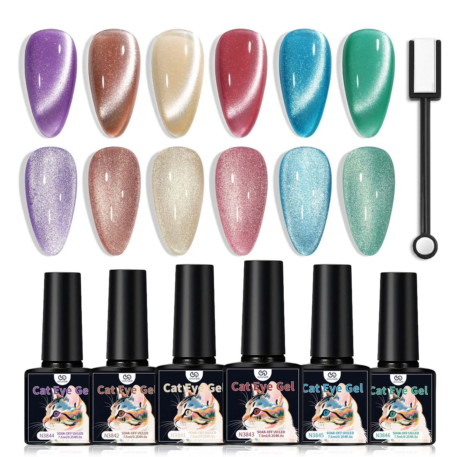 

Набор магнитных лаков для ногтей «кошачий глаз» с лунным светом, 6 шт./компл., (с магнитом)/светодиодный долговечный, качество салона