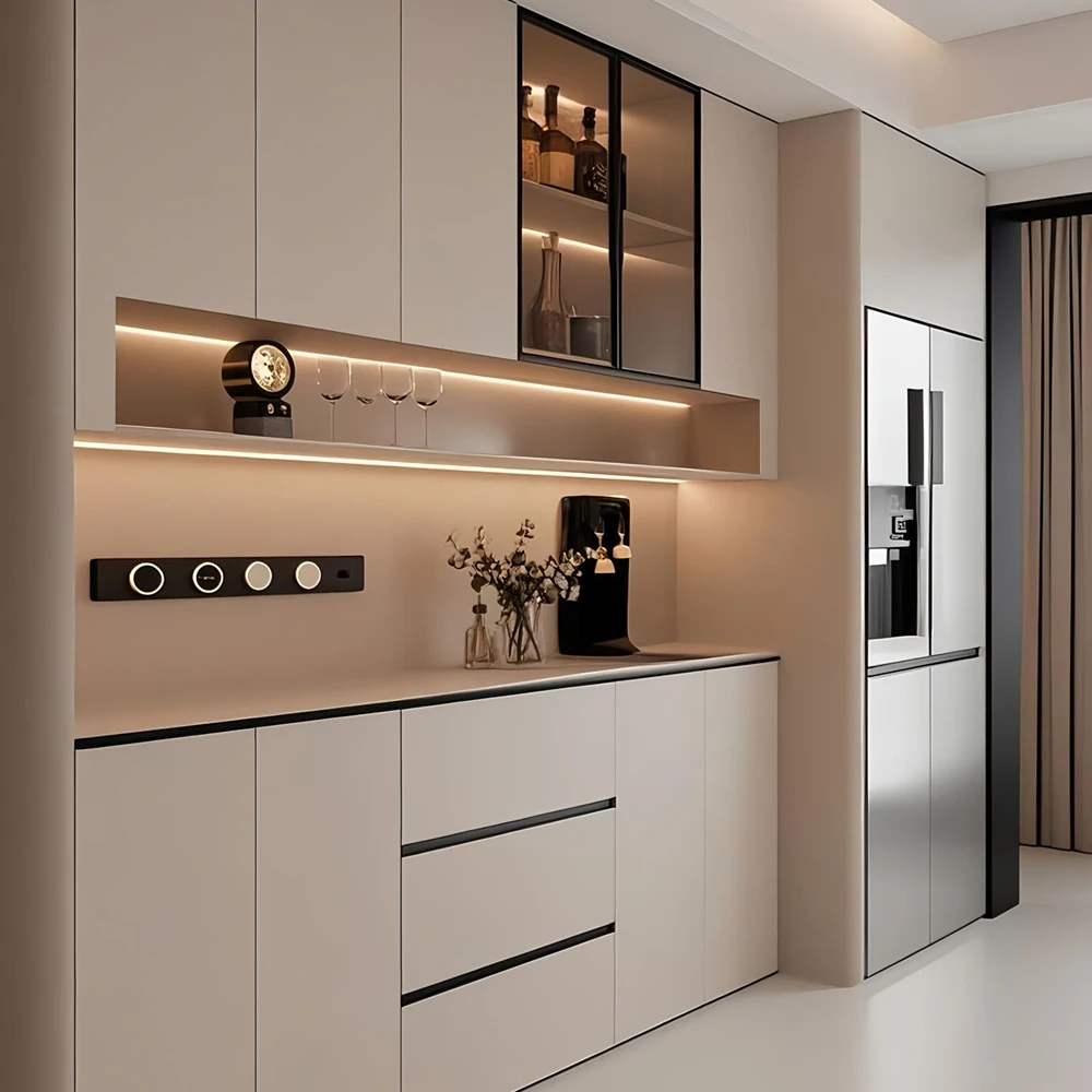 Wine Cabinet Sideboard, Eco-Friendly Steel, Modern Design, Convertible, Custom Sizes, Wine Shelf Rack, Storage Furniture