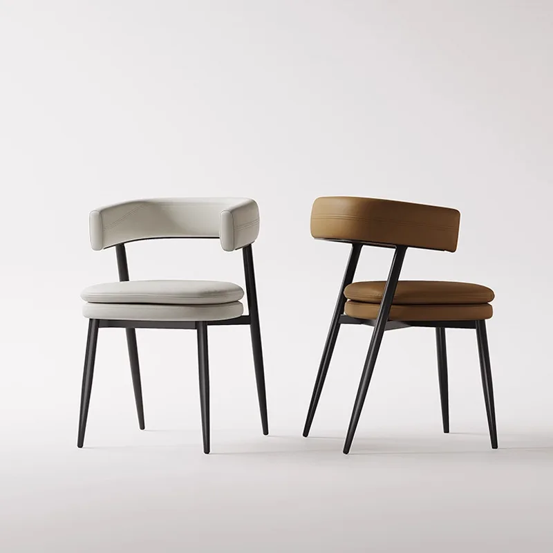 vb-Italian Minimalist Designer Black Home Chair Soft Bag Restaurant Dining Table Chair Hotel Sample Room Backrest Chair@