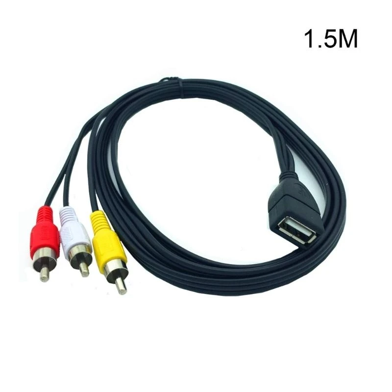USB Amer to 3RCA 오디오 비디오 복합 어댑터 케이블 오디오 비디오 리드