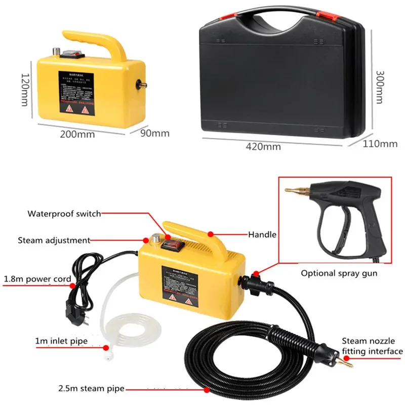 220 В 2600 Вт Высокотемпературная портативная чистящая машина высокого давления Пароочиститель Автоматический насос Стерилизация Дезинфектор