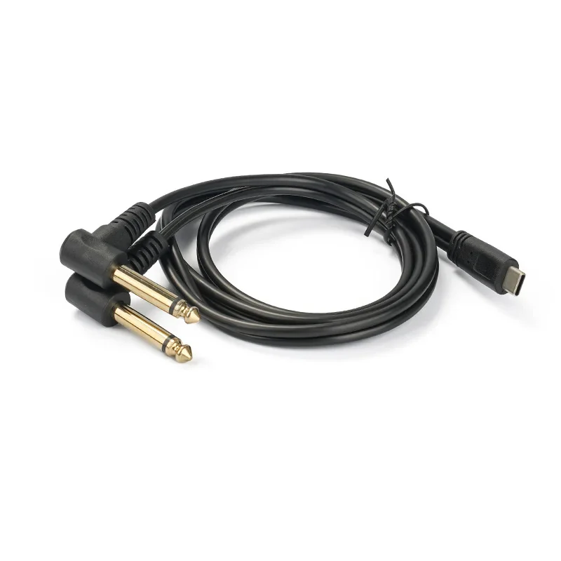 USB Type-C To Dual 6.35mm 1/4 Inch TS Mono Y Insert Cable Stereo Splitter for USB-C Laptop Mobile Phone Tablet To Speaker Mixer