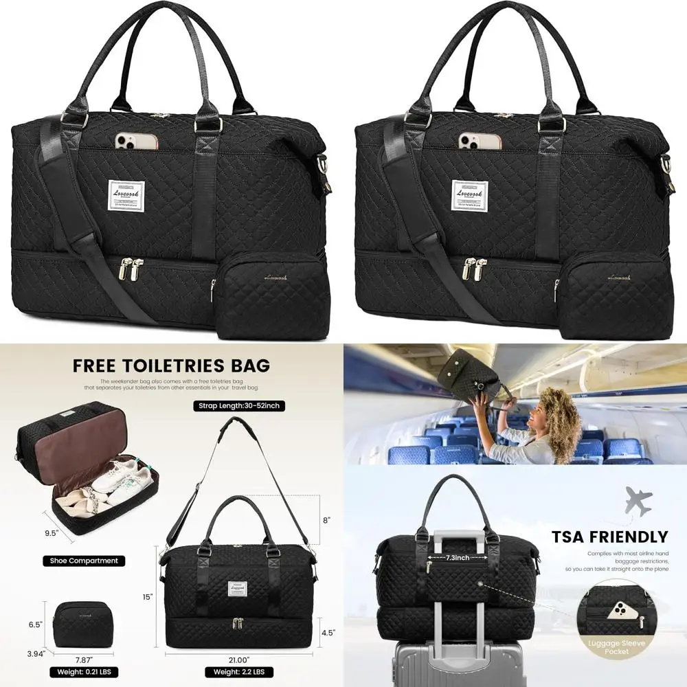 

Женская спортивная сумка Weekender с отделением для обуви, ночная сумка для ручной клади, косметичка, спортивная сумка с мокрым карманом, больничная сумка