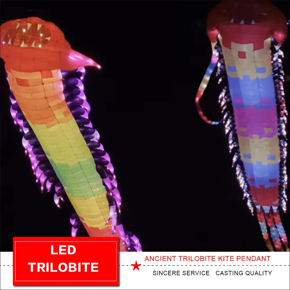HFLY New Arrival Soft Inflatable 15m LED Ancient Trilobite Kite for Adults High Quality Ripstop Nylon Trilobite Kites