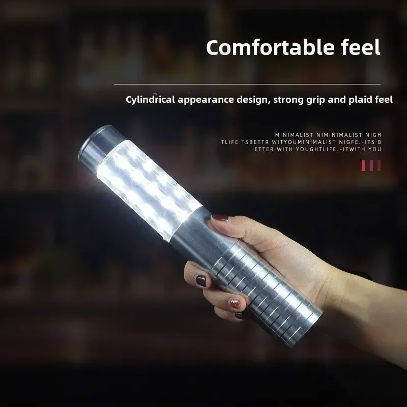 2025 Hot 23CM LED Champagne Sparkling Bar KTV Handheld Wine Sparkling Atmosphere Prop Charging Sparkling Bar Fluorescent Bar