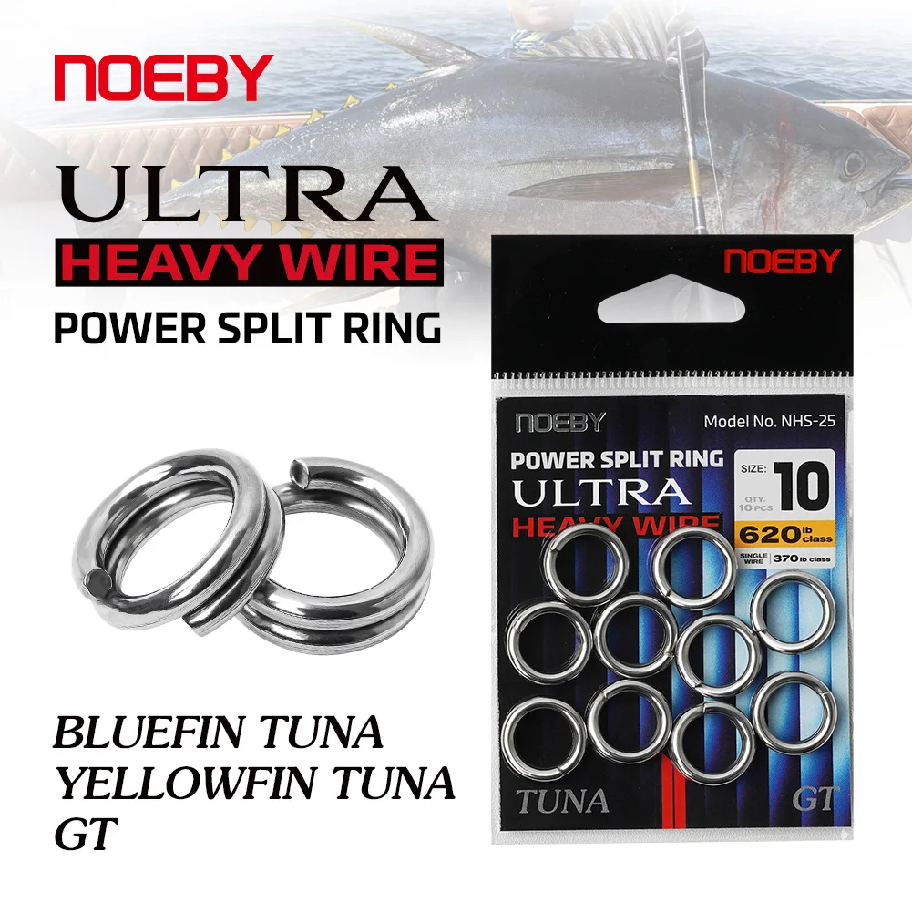 Anéis divididos de aço inoxidável ultra pesados NOEBY Fio # 7 # 8 # 9 # 10 Power Offshore Big Game Bluefin Tuna GT Sea Fishing Tackle Anéis divididos