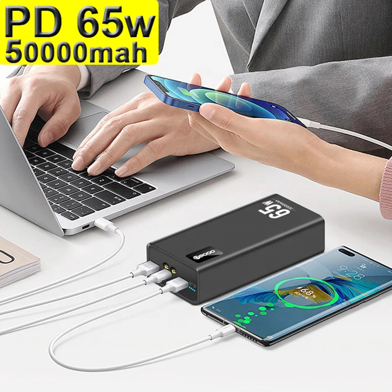 PSOOO Pd 65w 50000mah Power Bank Laptop Fast Charger External Battery 50000 Powerbank For Laptops Iphone Smartphone Xiaomi Mac