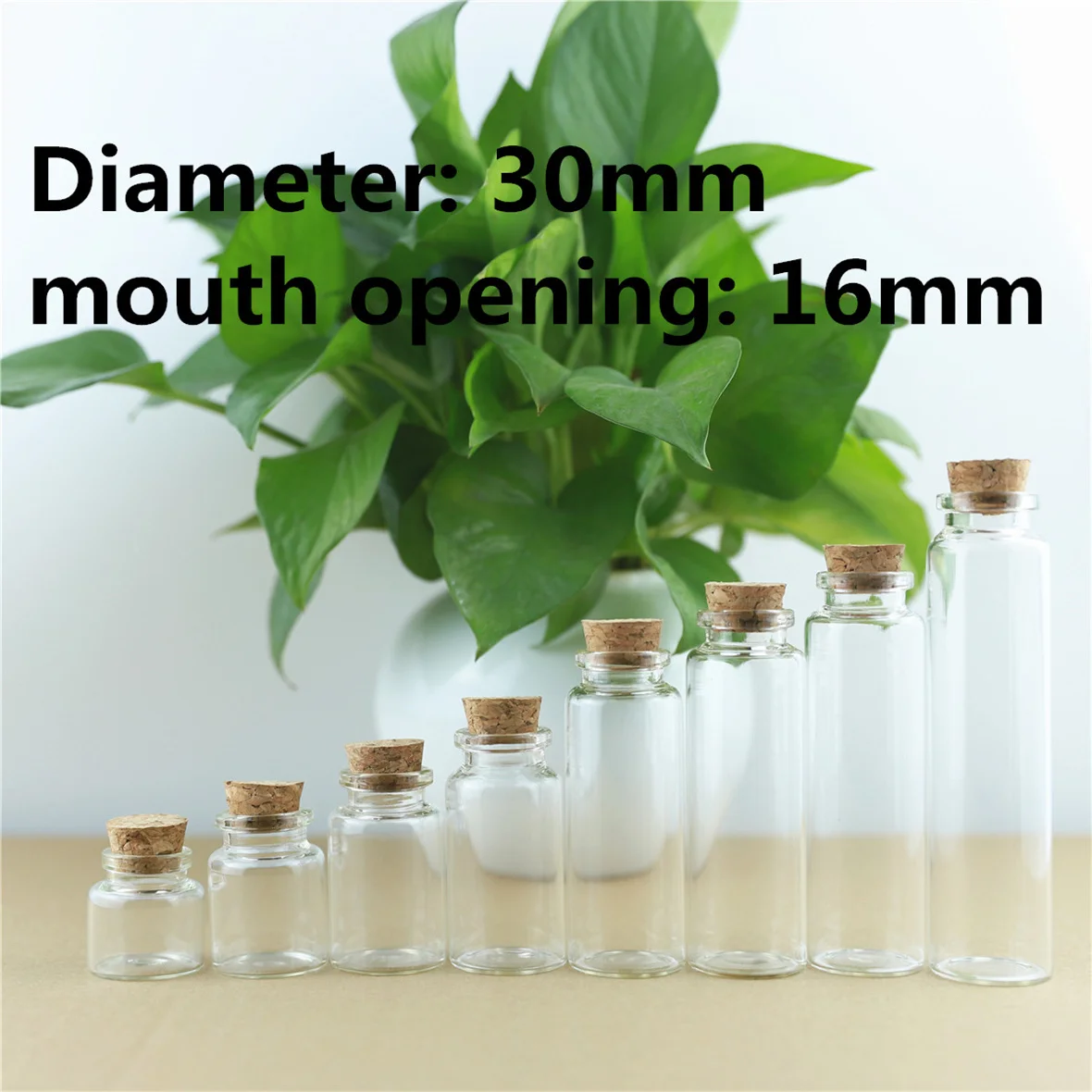 Wholesale 50 PCS Sealed Glass Bottles Diameter 30mm DIY Mini Glass Bottles Wishing Cork Crafts Cork Stopper Transparent Jars