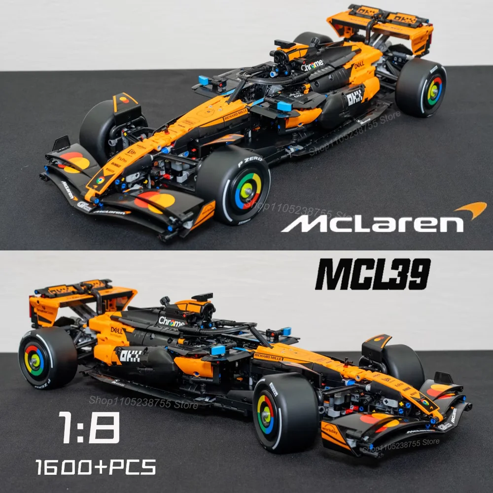 NEW Technical 42228 1675PCS 1:8 Orange MCL39 Sports Car Building Blocks MOC F1 Car DIY Assembly Model Set Toy Gift for Boys Kids