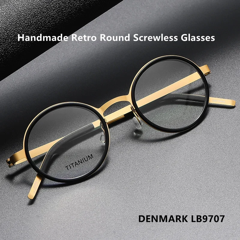 

Denmark Brand Lightweight Glasses Round Titanium Prescription Frame Men Women Vintage 9707 Circle Eyeglasses Frame Eyewear