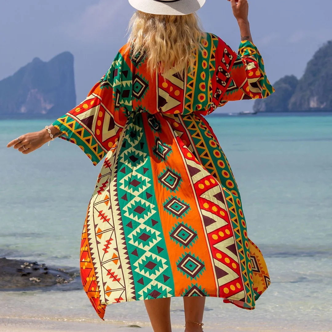 Schlangenmuster-Strandkleid, Strandmode, bedrucktes Maxikleid, Kimono, Boho-Langtunika, Strandkleidung, Damen-Strandüberwurf, Überwürfe, Damen V4426 – Detail 31