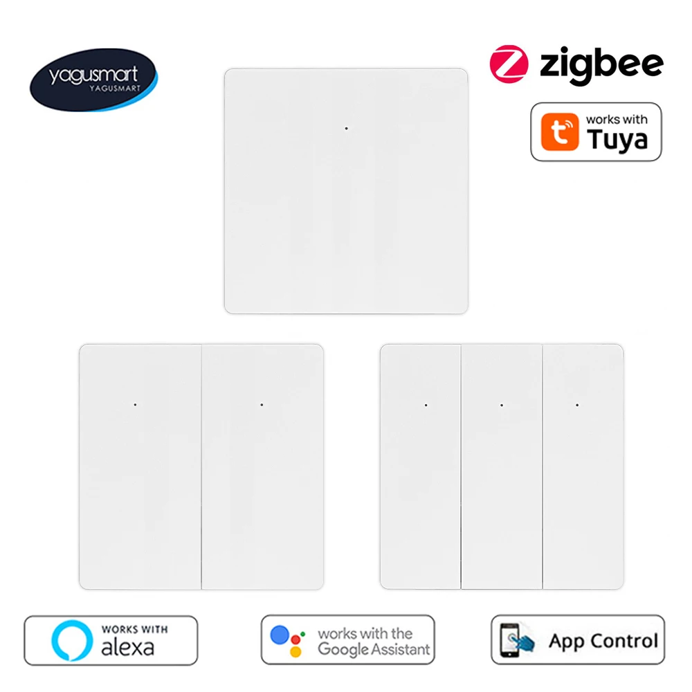 Yagusmart Zigbee Smart Switch Wall Light Switch EU No Neutral Work with Tuya APP Alexa Google Home SmartThings Smart Switch