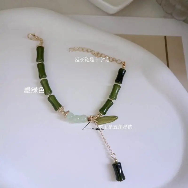 195C Adjustable Length Wrist Chain Delicate Beaded Bracelet Resin Material for Daily