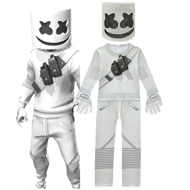 Lsraeli DJ Marshmello Macacões para Crianças, Roupas Clown Cosplay, Halloween Costume, Festa de Natal, Game Cosplay Costumes