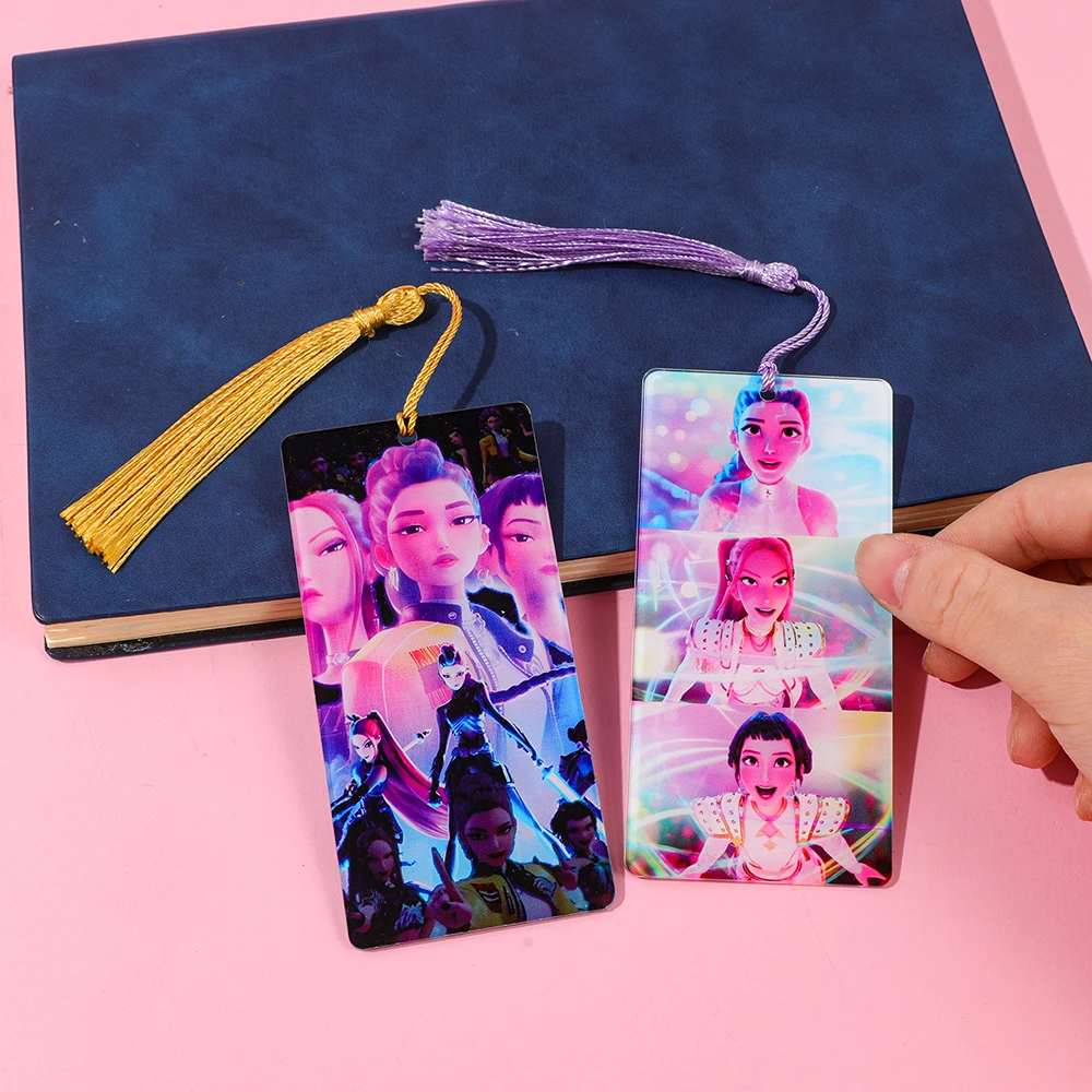 إشارات مرجعية أنيمي KPop Demon Hunters - علامات ترقيم الصفحات الإبداعية مقتنيات المروحة الثنائية، علامات قراءة الطلاب الهدايا الأدبية