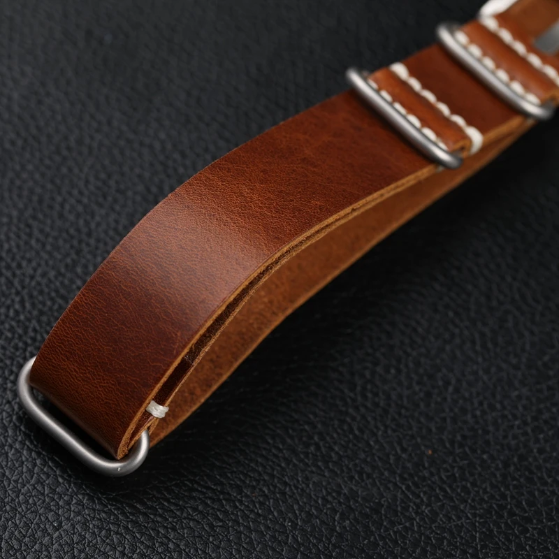 High-Grade Oil Waxed Leather Strap 20MM 22MM 24MM NATO G10 Genuine Leather Vintage Style Italian Head Layer Cowhide Watchband