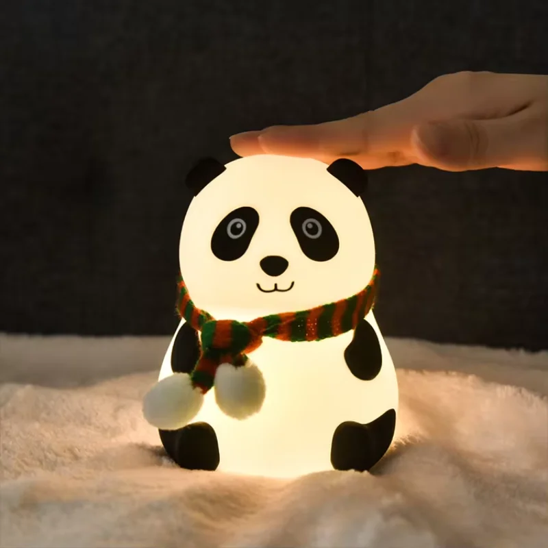 

2025 New Cartoon Silicone Panda Light Touch Sensor Bedroom Night Light