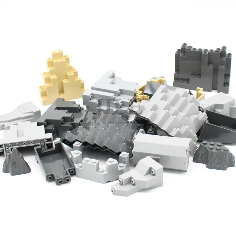 Moc Rock Panel Rockery Mountain DIY City Street View Bulk Building Blocks Bricks Set Compatible with Assembles Particles Toys