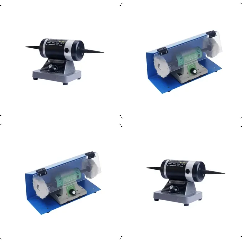 Bench-Mounted Electric Double-End Jewellery Polishing Machine Equipped with Buffing Wheel for Dust Compact Design