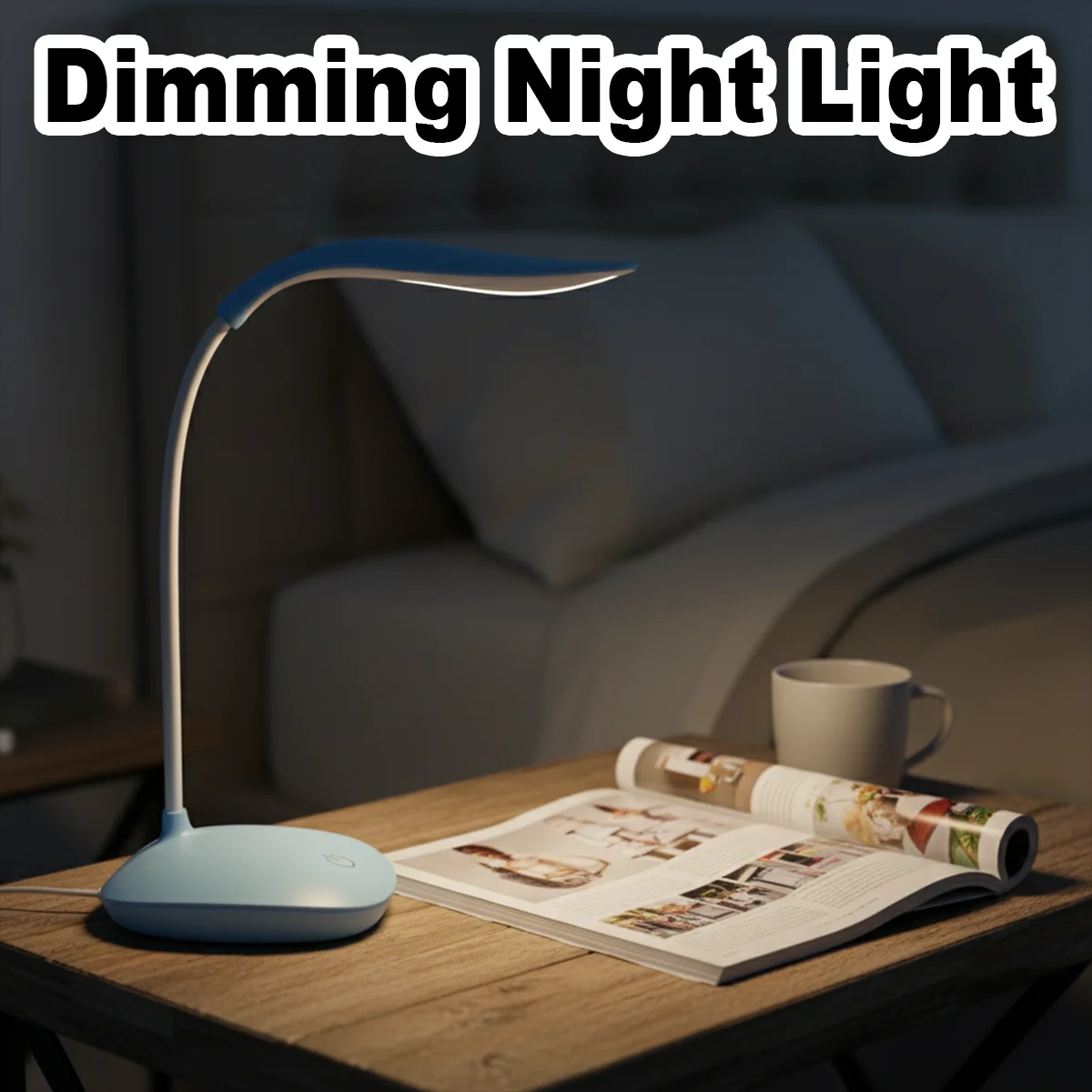 

Table Lamp 3 Level Brightnes Touch Lamps Rechargeable Study Dimmable Bedside Portable White Light Desk Cordless Flexible Reading