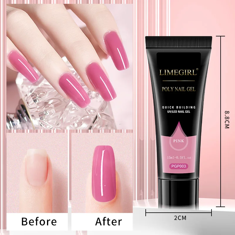 Limegirl Extension Gel Nail Polish Kit Glitter Cat Eye Nail Gel Permanent All in One Quick Extension Kit Nail Acrylic Gel Polish