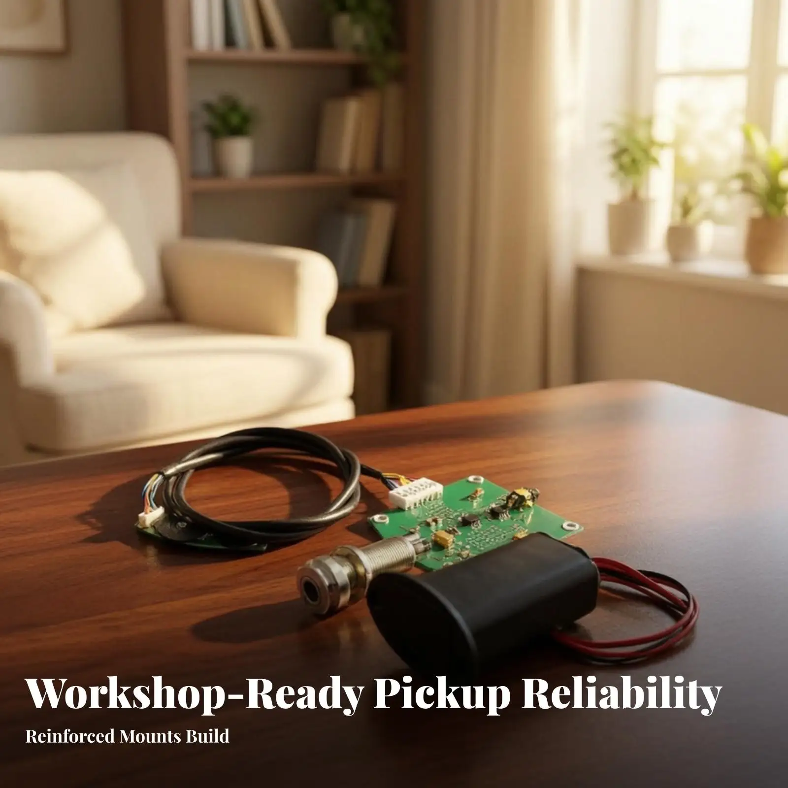 Acoustic Pickup for Folk Guitar with Green Preamp Board and Threaded Endpin Jack Compact Design
