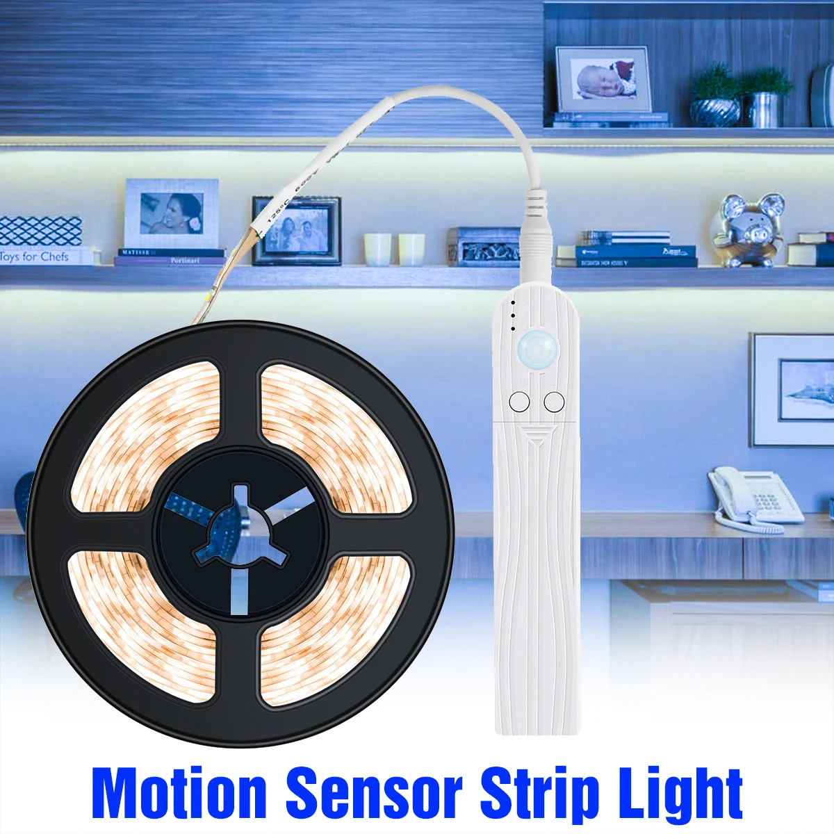 

LED Strip Lights PIR Motion Sensor Cabinet Tape Lamp Waterproof TV Backlight Bedside Wardrobe Nighttime Decorative Lighting