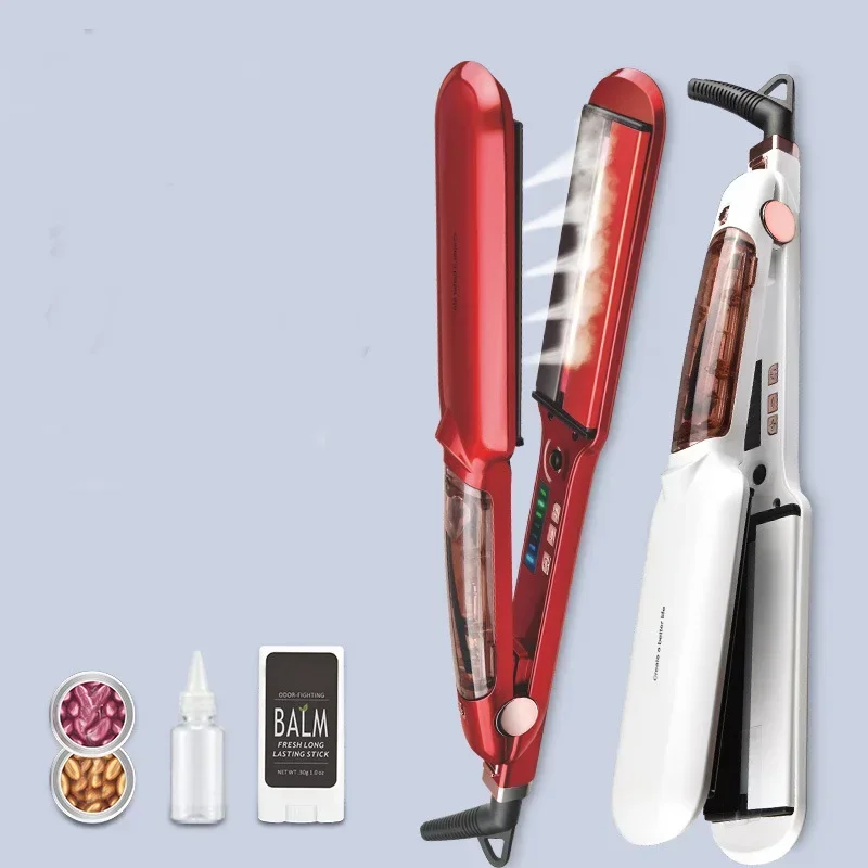 

L # Professional Hair Straightener Steam Infrared Flat Iron Corrugation Hair Curling Iron Crimper Curlers Heating Plate