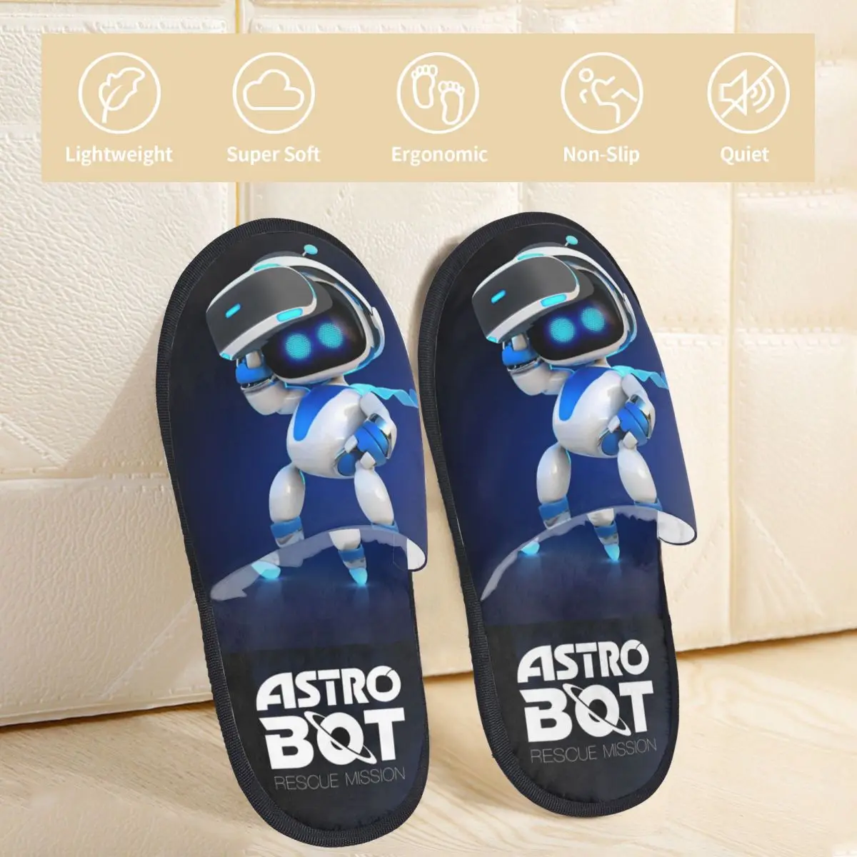 Astrobot Cartoon Game Winter Plush Slippers Living Room Astros Playroom Cozy Memory Foam Slippers Non-skid