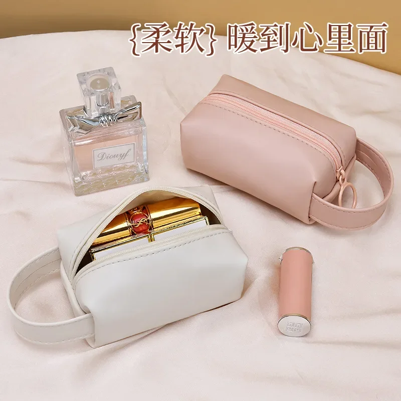 Ins Large Capacity Portable Lipstick Bag pu Coin Purse Mini Makeup Bags Cosmetic Bag Women Jewelry Key Headphone Storage Bag